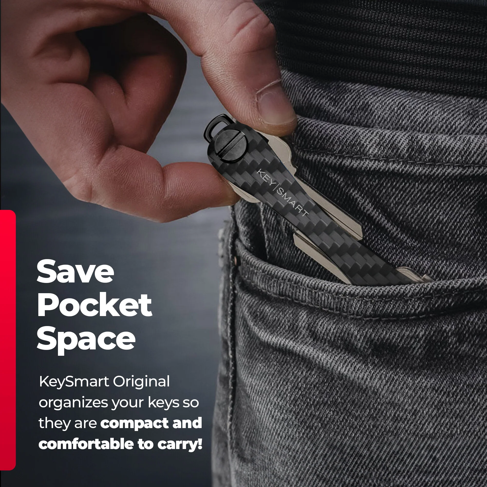 KeySmart Classic Carbon Fiber 3k | Original Compact Key Organizer | Holds Up To 14 Keys - Image 5