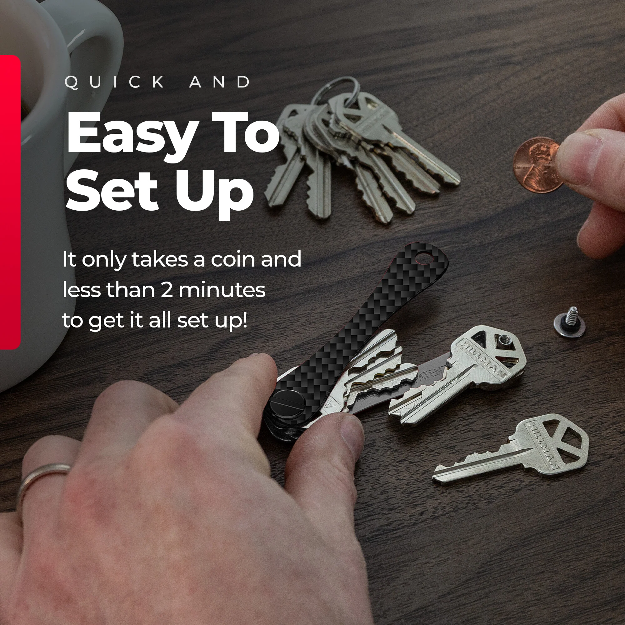 KeySmart Classic Carbon Fiber 3k | Original Compact Key Organizer | Holds Up To 14 Keys - Image 8